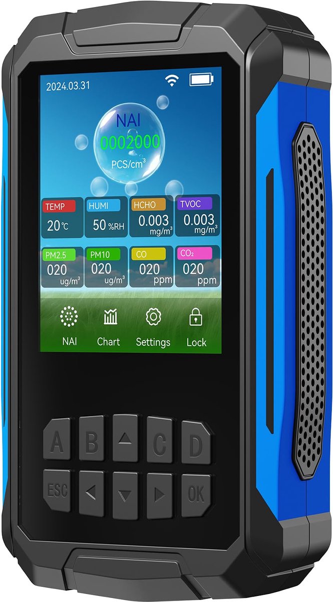 Garosa Luchtkwaliteit Monitor Indoor Detector voor Negatieve Ionen CO2 PM2.5 PM10 VOC Temperatuur Vochtigheid voor - ShopVlot