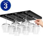 BlueTime® Wijnglazenhouder Hangend - 3x3 Rijen Ophangrek voor 9 Wijnglazen - 25×11cm Wijnglas Houder - Wijn Rek Muur - Glazen, Flessen & Bar Accessoires - Zwart