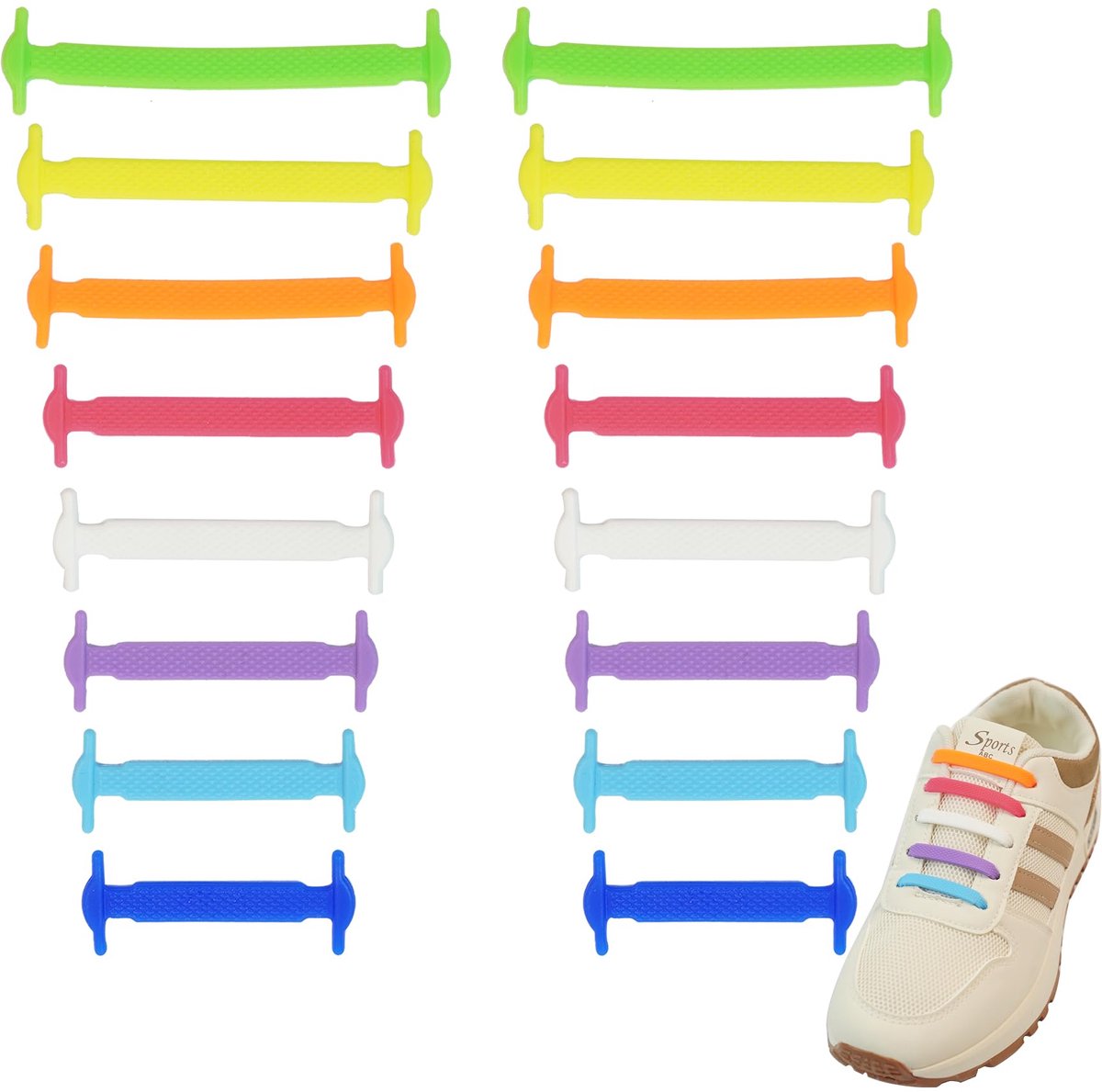 SUBAUM Elastische veters zonder knopen voor kinderen en volwassenen, elastische veters van waterdicht rubber voor - ShopVlot