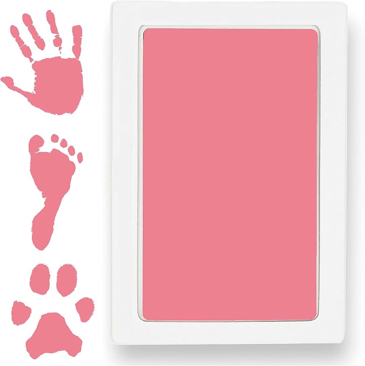 2x Inktpad - Hand- en voetafdruk - Baby's - Pootafdruk huisdier - Stempelset - Inktkussen en kaartjes - Roze - Jonyx