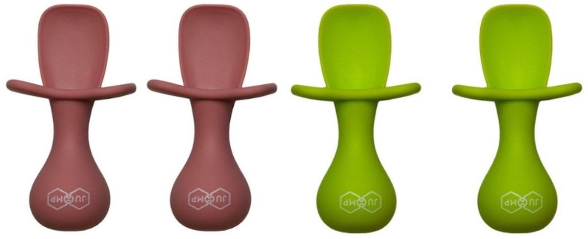 JU&MP Kinderbestek - Baby - Baby Lepeltjes - Baby Bestek - BPA-Vrij - 4 Stuks - Roze/Groen