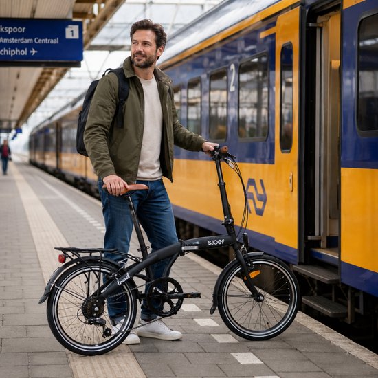 SJOEF Travel Vouwfiets 20 inch - 6 Shimano Versnellingen -Compact & Lichtgewicht - Mat Zwart van SJOEF — afbeelding 4