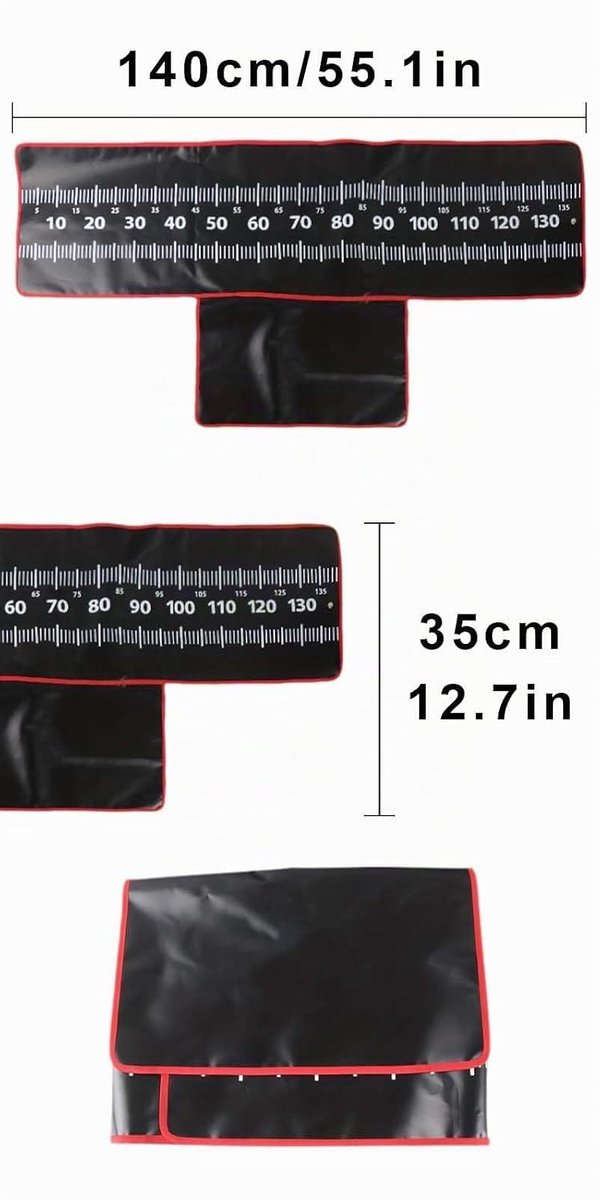 Visvangstmat, 140 x 35 cm, karpervismat, vismat met meetlint, viskraammat, oprolbaar en gewatteerd, Geschikt voor sportvissers. — afbeelding 5