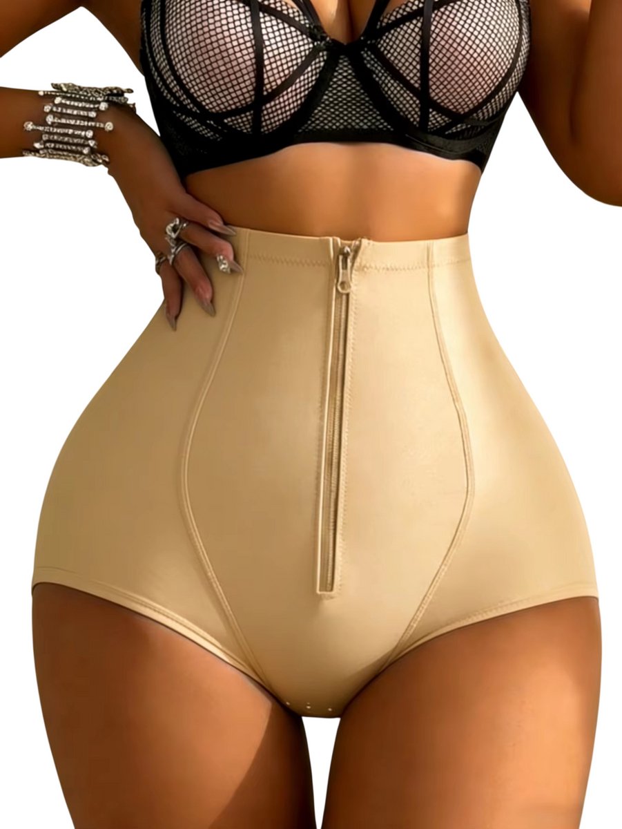 Shapewear Dames Hoge Taille – Bil Liftend Effect, Buik Corrigerend, Ademend & Versterkt Kruis - Beige - Maat S