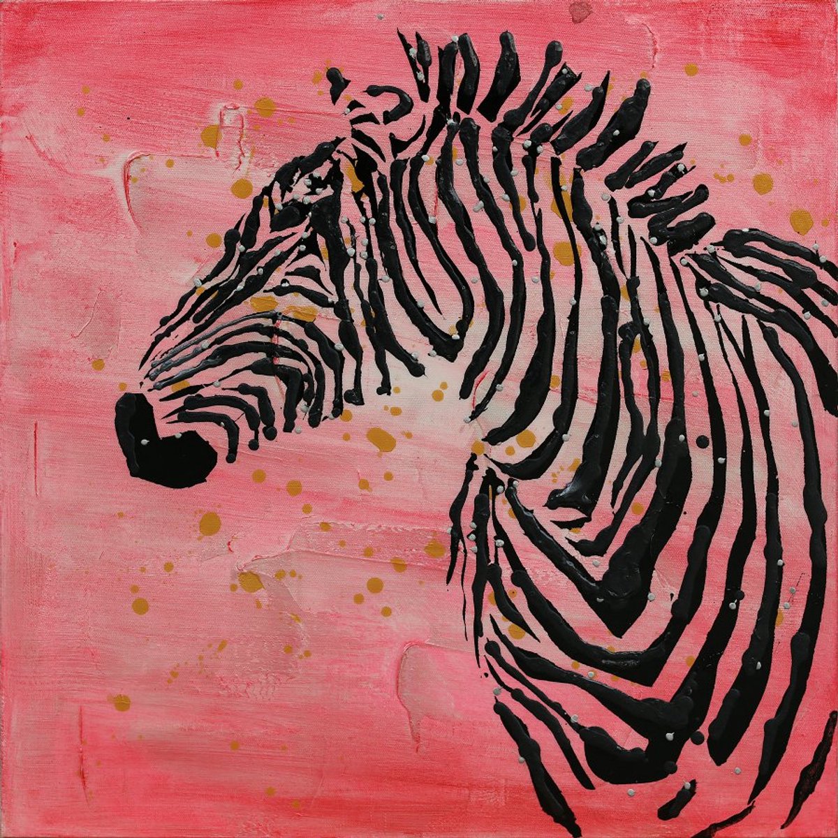 Padiro olieverfschilderij 70 x 70 cm - meerkleurig - canvas - zebramotief