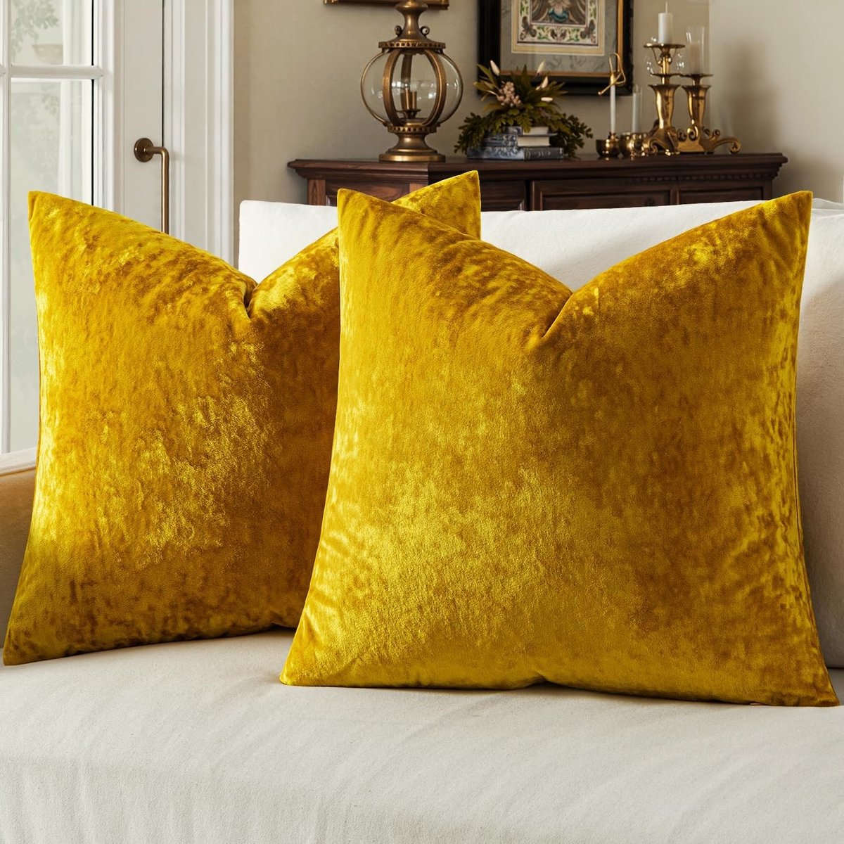 Cushion Covers voor Sofa en Slaapkamer - Dubbele Vierkante Kussenhoezen met IJsbloemen - 2 Stuks 50x50cm voor Woonkamer en Kerstdecoratie