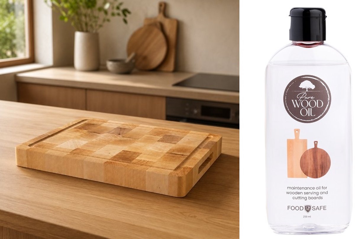 StadsPlanken Kopshouten Beuken Hakblok 36x26x4 cm. Inclusief 100 ml. Pure Wood Olie