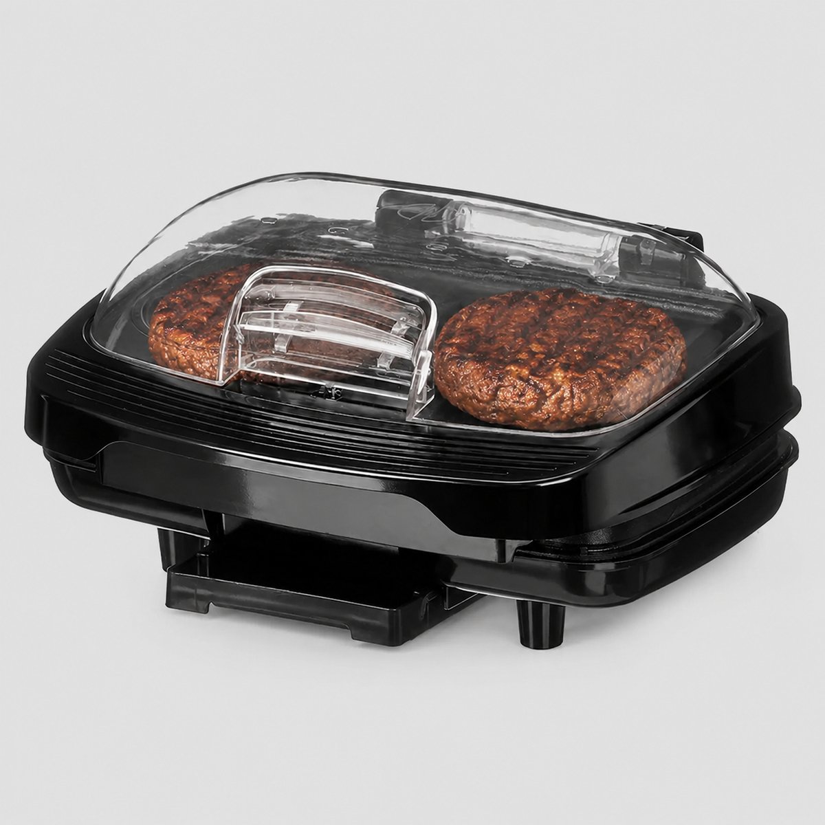 Hamburger Grill - 1000W - anti aanbaklaag - deksel transparant - Elektrische hamburgermaker
