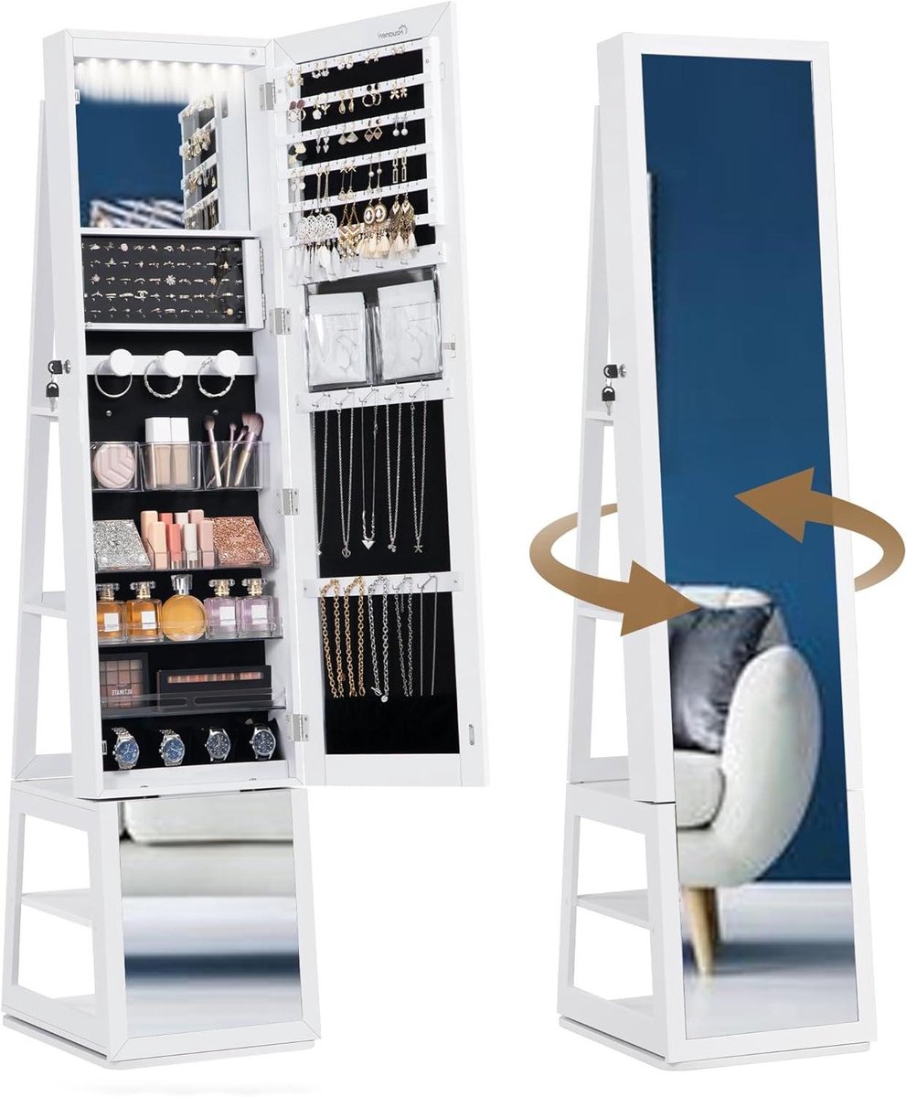 Sieradenkast - Opberger Meubel - Sieraden Organiseren - 360 Graden Draaibaar - 37 x 43 x 159 cm
