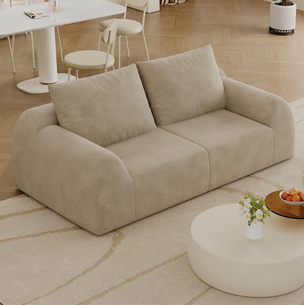 REDOM - Bank - 2-zits loveseat - Chenille stof - Boneless sofa - Zonder montage - Woonkamer en slaapkamer - Kaki - 190 x 95 x 85 cm