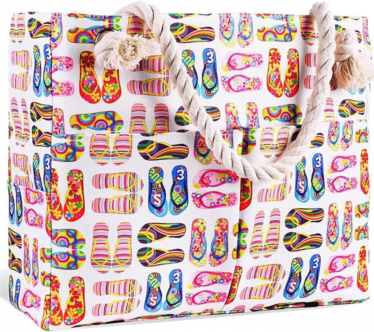 Strandtas met rits - strandtassen - Strandtas voor dames met ritssluiting - strandtas met ritssluiting xxl - familie - strandtas met rits waterdicht - strandtas tote bag - voor strand, reizen, zwembad, sportschool