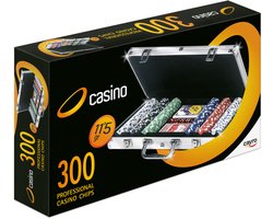 Cayro Pokerkoffer met 300 Chips van 11,5 Gram - Aluminium Koffer met 2 Kaartspellen en 5 Dobbelstenen - Inclusief Dealer en Blind Chips - Vanaf 14 Jaar - Cayro Collection