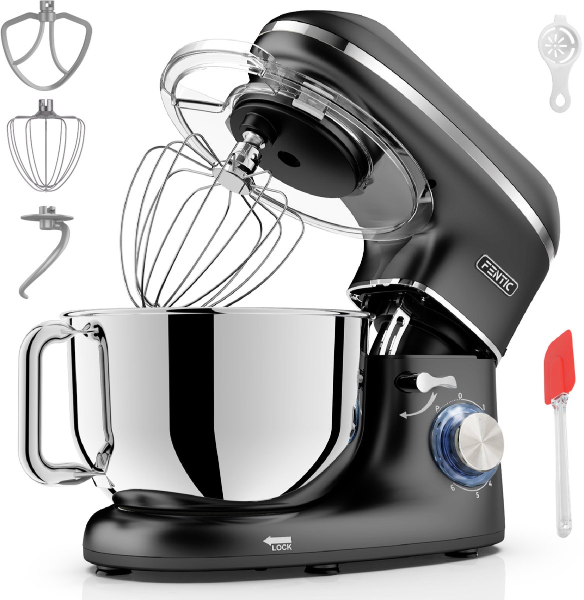 Bol.com Fentic Keukenmachine – 2000W – Keukenrobot - Foodprocessor - 6,2L Mengkom – Incl. extra Accessoires – Zwart aanbieding
