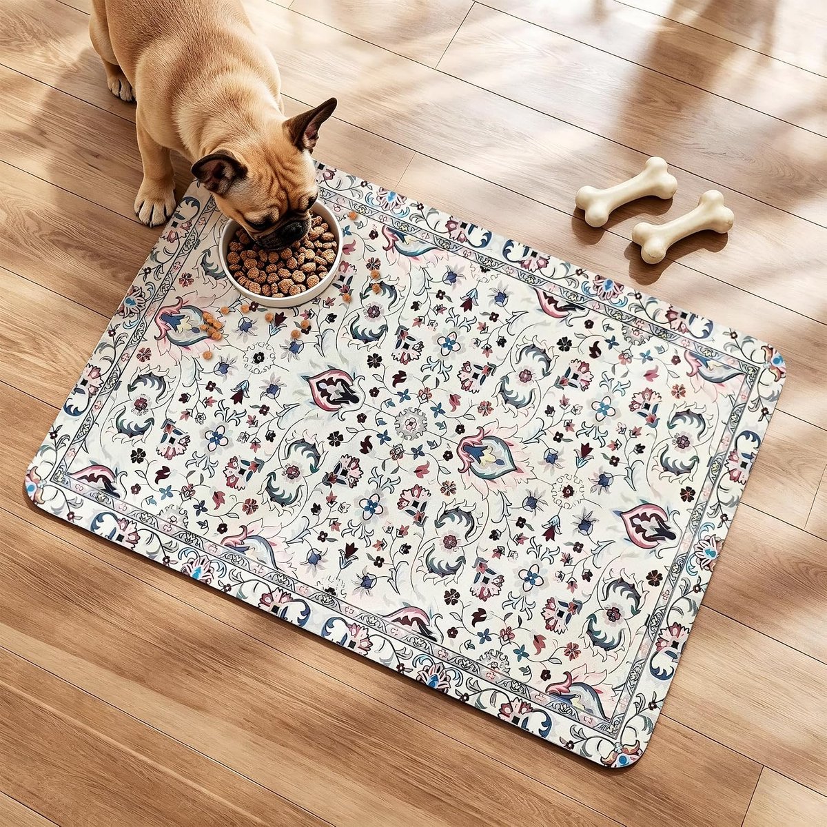 KZQ Voermat voor honden – Antislip placemat voor huisdieren – Vlekbestendig & sneldrogend – Sterk absorberende mat voor voer- en drinkbakken – 20 x 12 inch – Groen