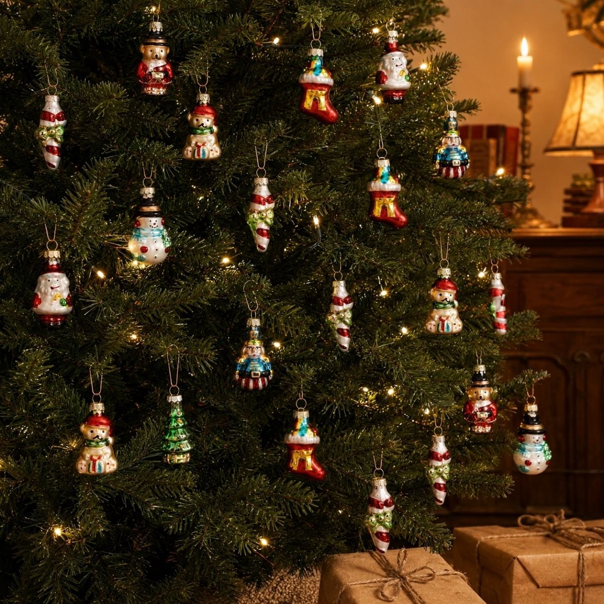 Mica Decorations Kerstballen Set van 20 Stuks - Kerstversiering voor de Kerstboom - Glazen Kerstornamenten met Klassieke Kerstfiguren - Kersthangers 3,5 cm - Groen – foto 5