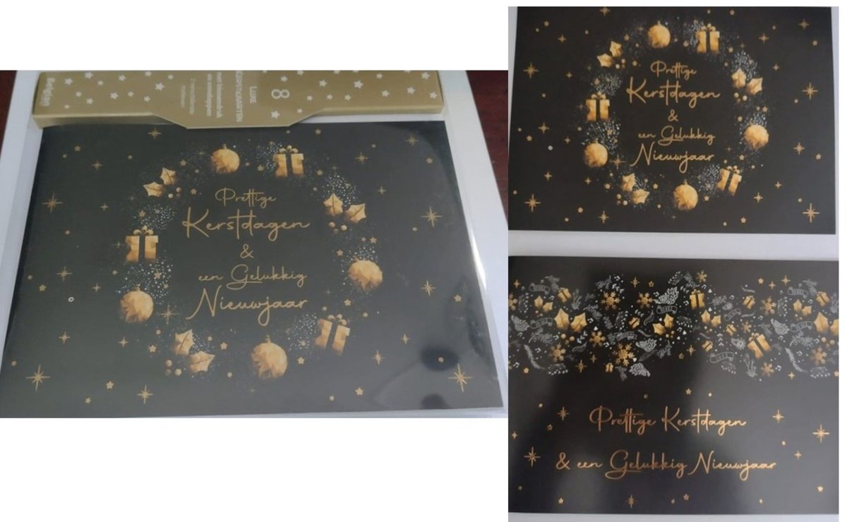 Wenskaarten - kerstkaart - set van 8 - 8 luxe kerstkaarten - 2 x 4 luxe kerstkaarten met envelop