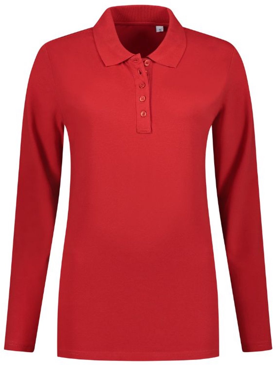 Lemon & Soda polo met lange mouwen voor dames in de kleur rood in de maat XL