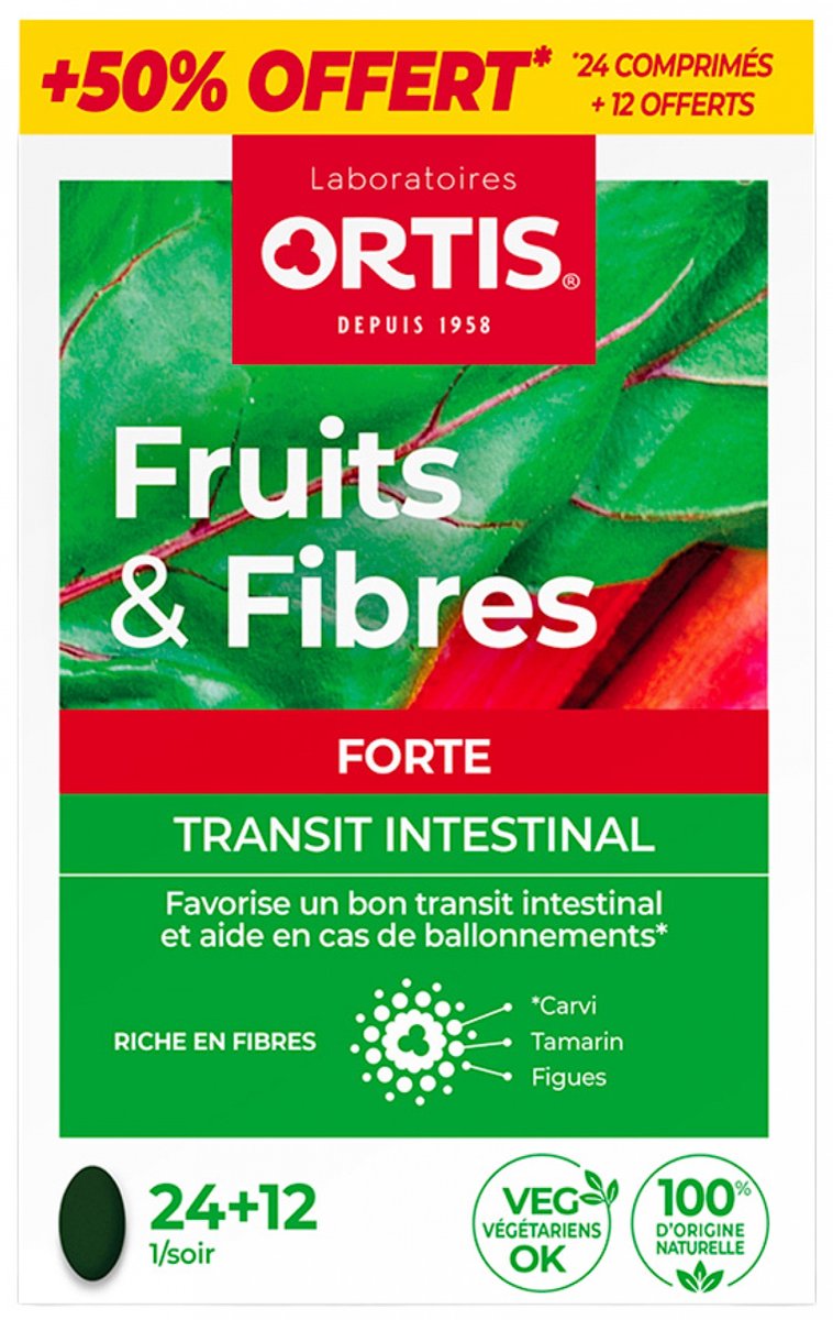 Ortis Fruits & Fibres Forte Darmtransit 36 Tabletten waarvan 12 Gratis