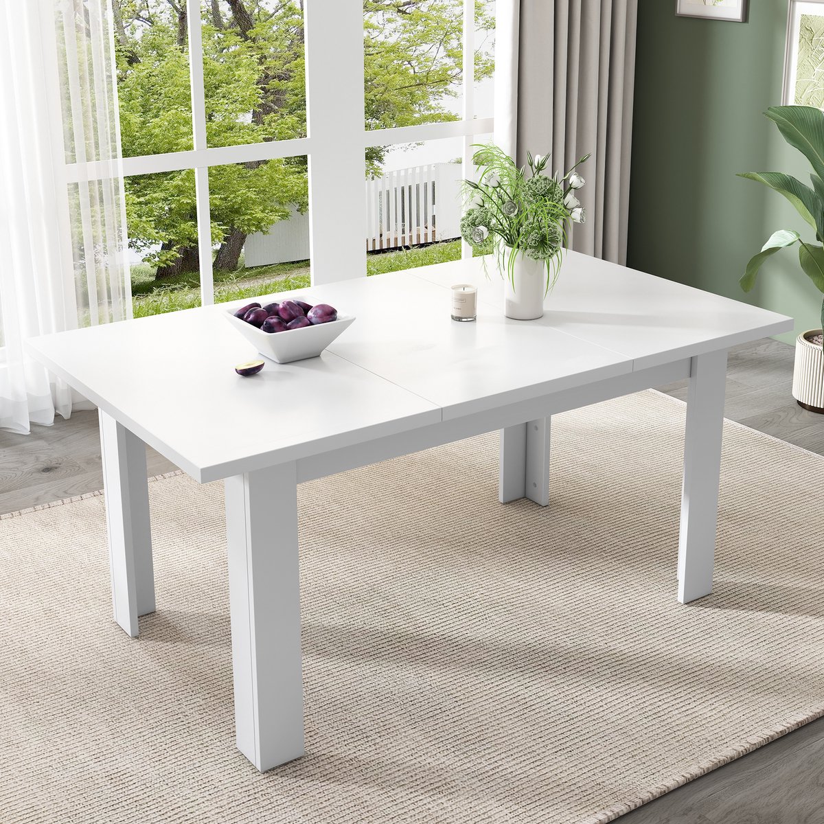 Sweiko Eettafel - Opbergruimte - Rechthoekig - Minimalistisch stijl - 120 × 70 × 75 cm - Wit