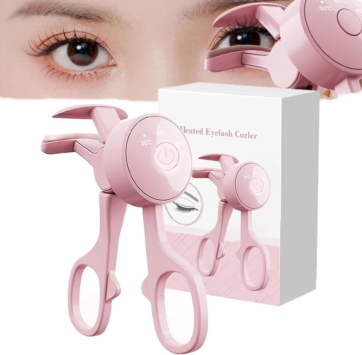Verwarmde wimperkruller, elektrische wimperkruller, oplaadbaar met 3 temperatuurstanden, slimme siliconen verwarmingspads en automatische uitschakeling, voor een langdurige en nauwkeurige wimperkrul