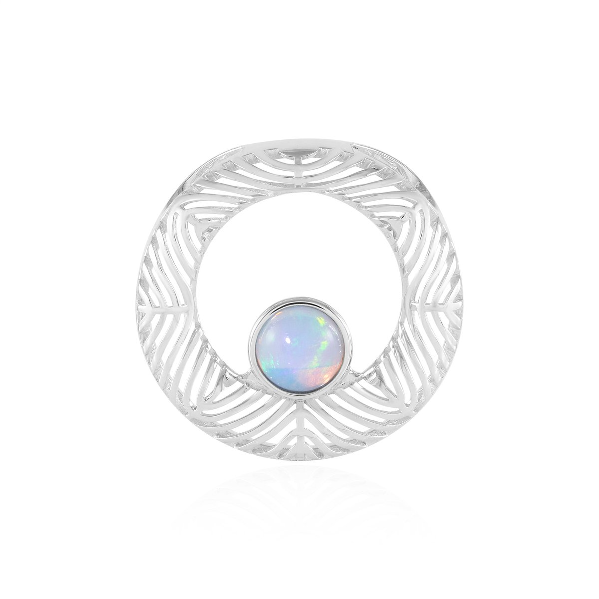 Cavill - Hanger 925 Sterling Zilver - 0,765 ct Welo-opaal Ronde Cabochon - Ethiopische Edelsteen - Gerhodineerd - Monosono Moderne Unisex