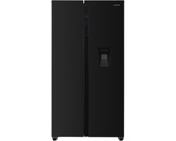 Heinner HSBS-H439NFBKWDE++ Amerikaanse Side-by-Side Koelkast met Waterdispenser – 439 L – Full No Frost – LED Touch Display – Smart Eco Functie – Zwart – 5 Jaar Garantie