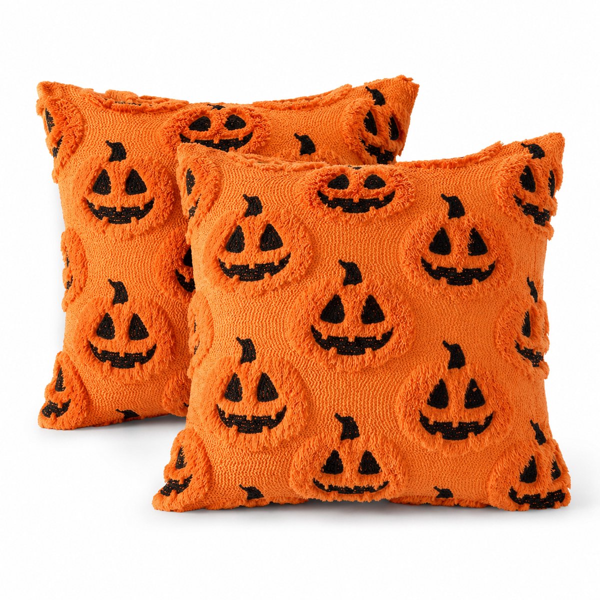 Pluche Kussensloop - Set van 2 - Herfst decoratie - Halloween pompoen - 45x45cm - Zachte - Wasbaar - Voor bank, woonkamer, slaapkamer,slaapbank - Chengs