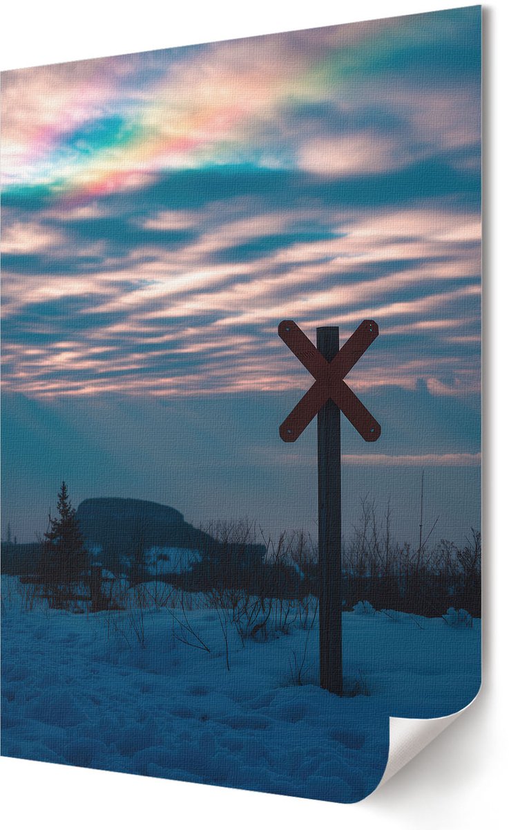 Coloray Polycanvas Wandposter - Winterhuisje, Fotografie - A3 - Wit Wandposter - Rechthoek - Wandkunstwerk - Woonkamer, Slaapkamer, Kantoor - Romantisch