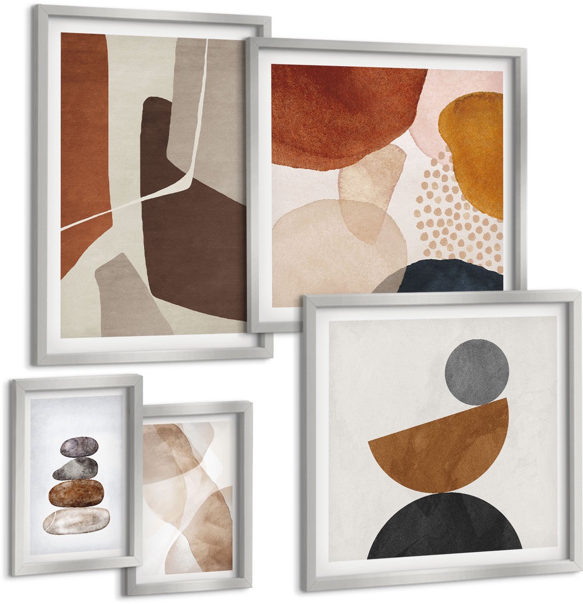 Coloray 5-Delige Schilderij Set - Pastelkleurige Aquarelverf Op Canvastextuur - 20 x 30 cm - Muurdecoratie - Wanddecoratie - Hal