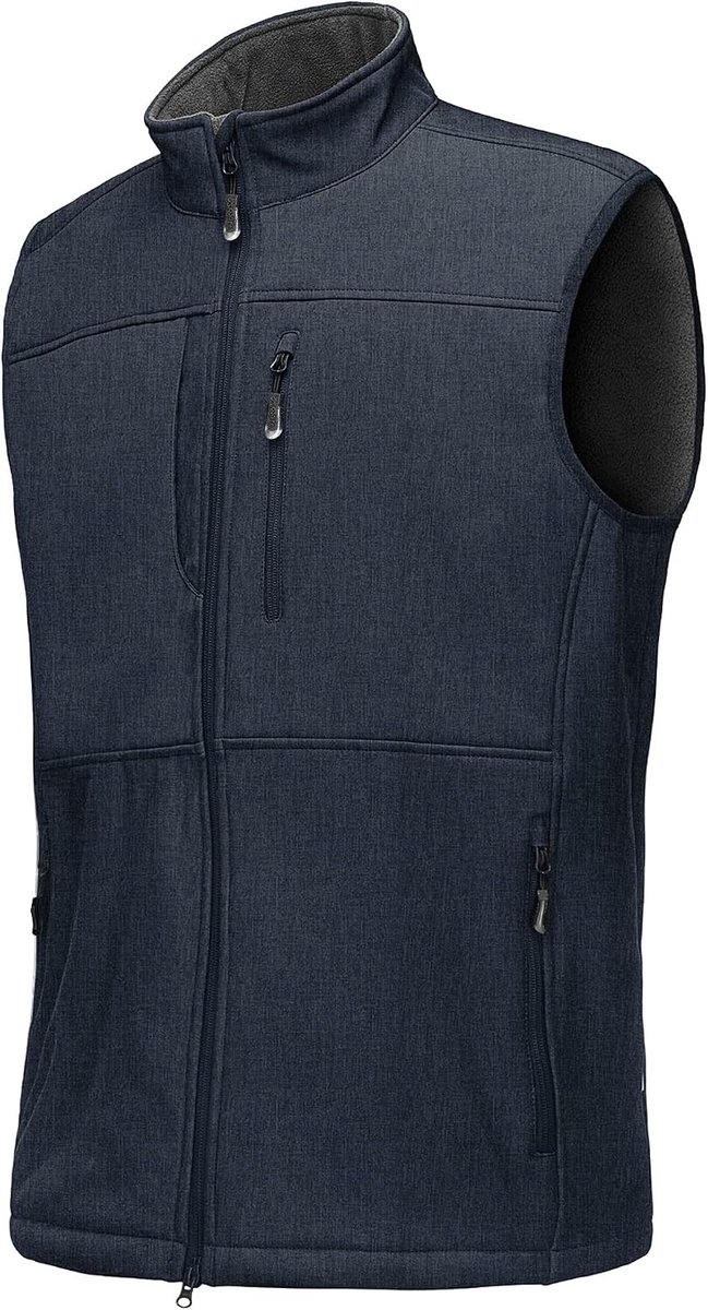 33,000ft Outdoorjas voor heren, waterdicht, softshell, mouwloos, bodywarmer, fleecevest, volledige ritssluiting