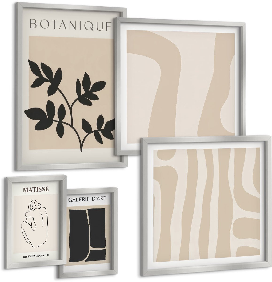 Coloray 5-Delige Schilderij Set - Bloemen En Takken In Een Minimalistische, Natuurlijke Stijl. - 20 x 30 cm - Decoratieve Schilderijen - Wanddecoratie - Hal - Moderne Wanddecoratie