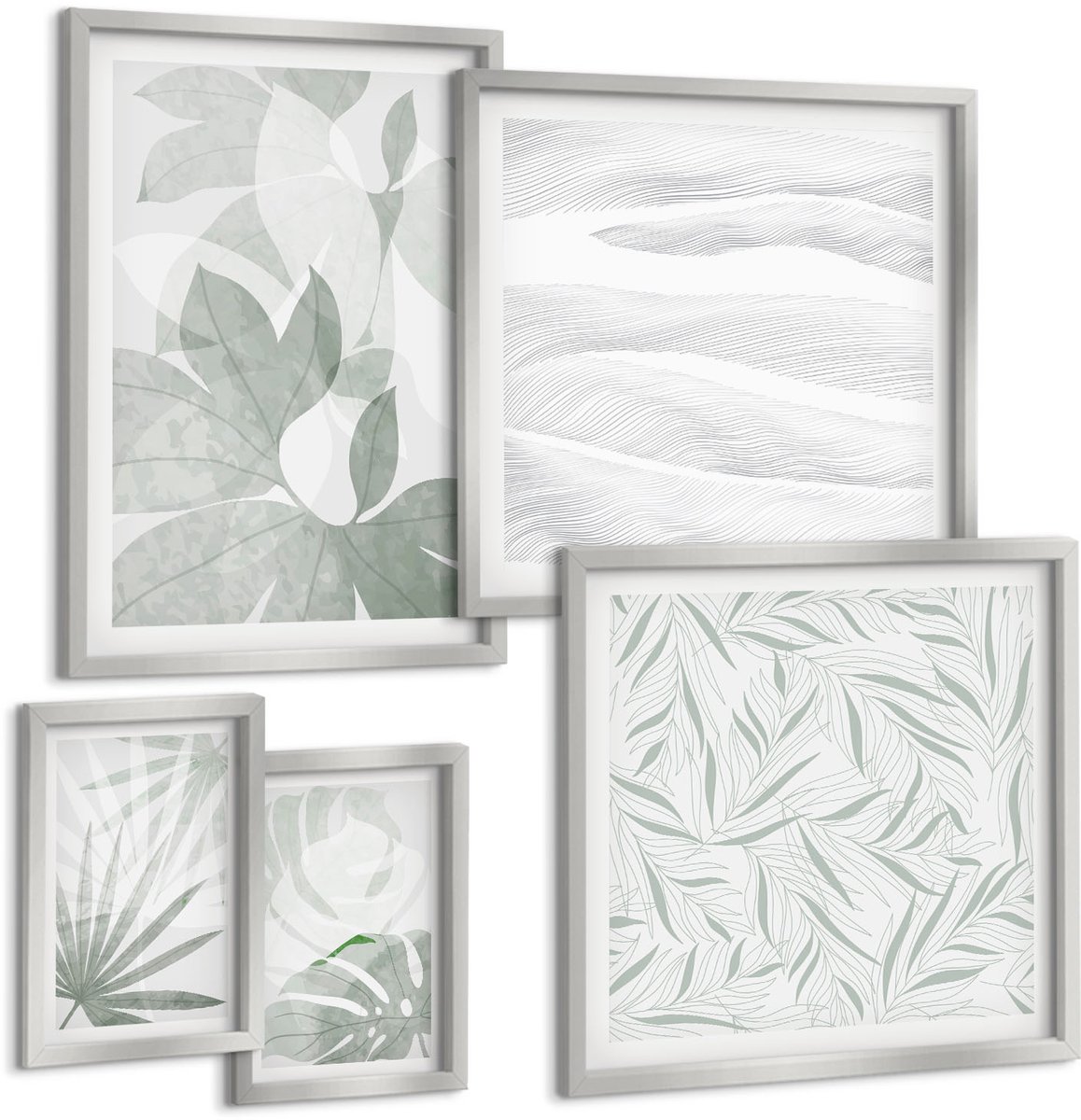 Coloray 5-Delige Schilderij Set - Bergmeren Met Boten En Weerspiegelingen In Het Water. - 20 x 30 cm - Wanddecoratie - Woonkamer Decoratie - Moderne Wanddecoratie