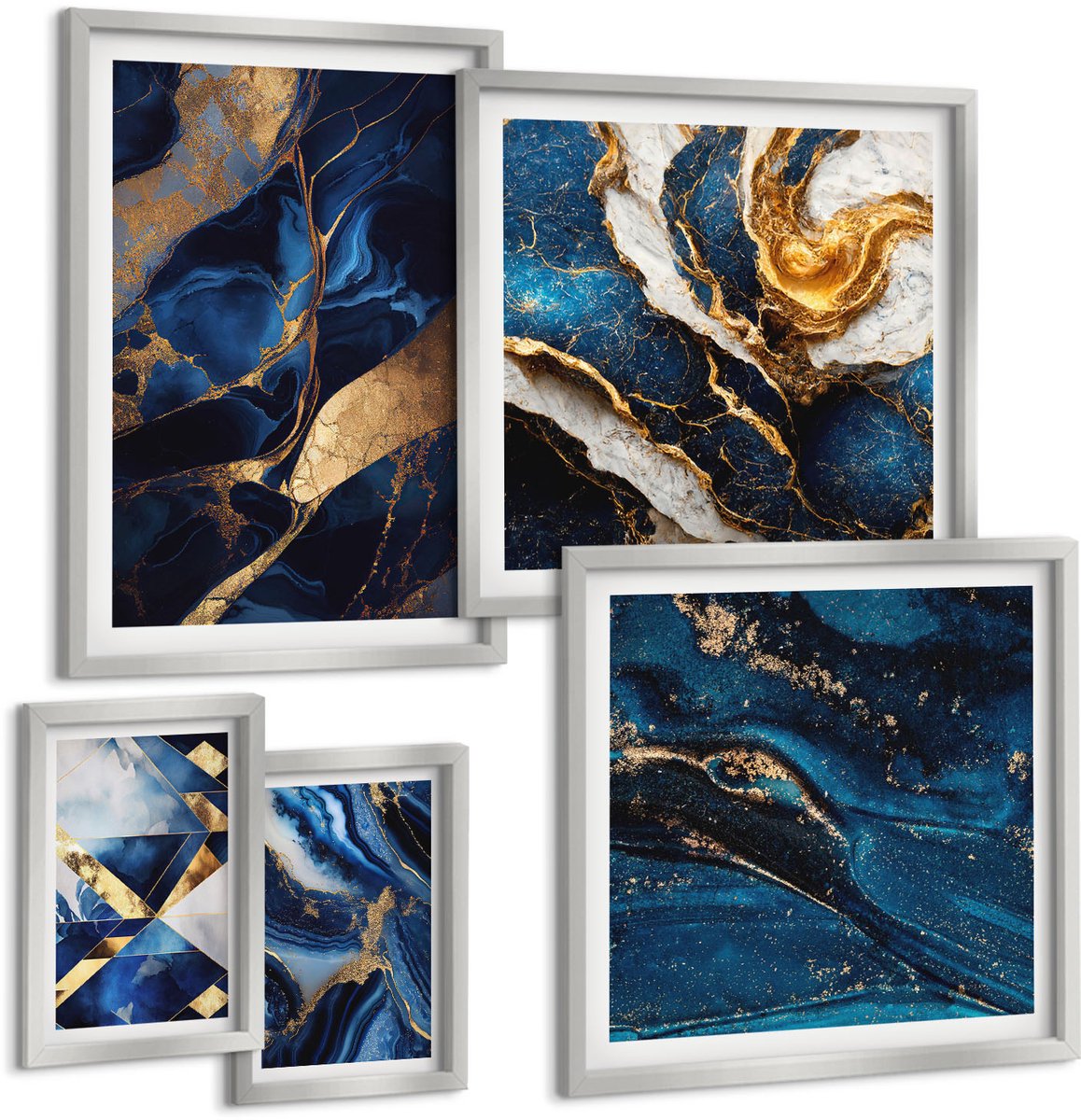Coloray 5-Delige Schilderij Set - Abstracte, Elegante Patronen Met Accenten - 20 x 30 cm - Stijlvolle Wanddecoratie - Interieur - Stijlvolle Muurdecoratie