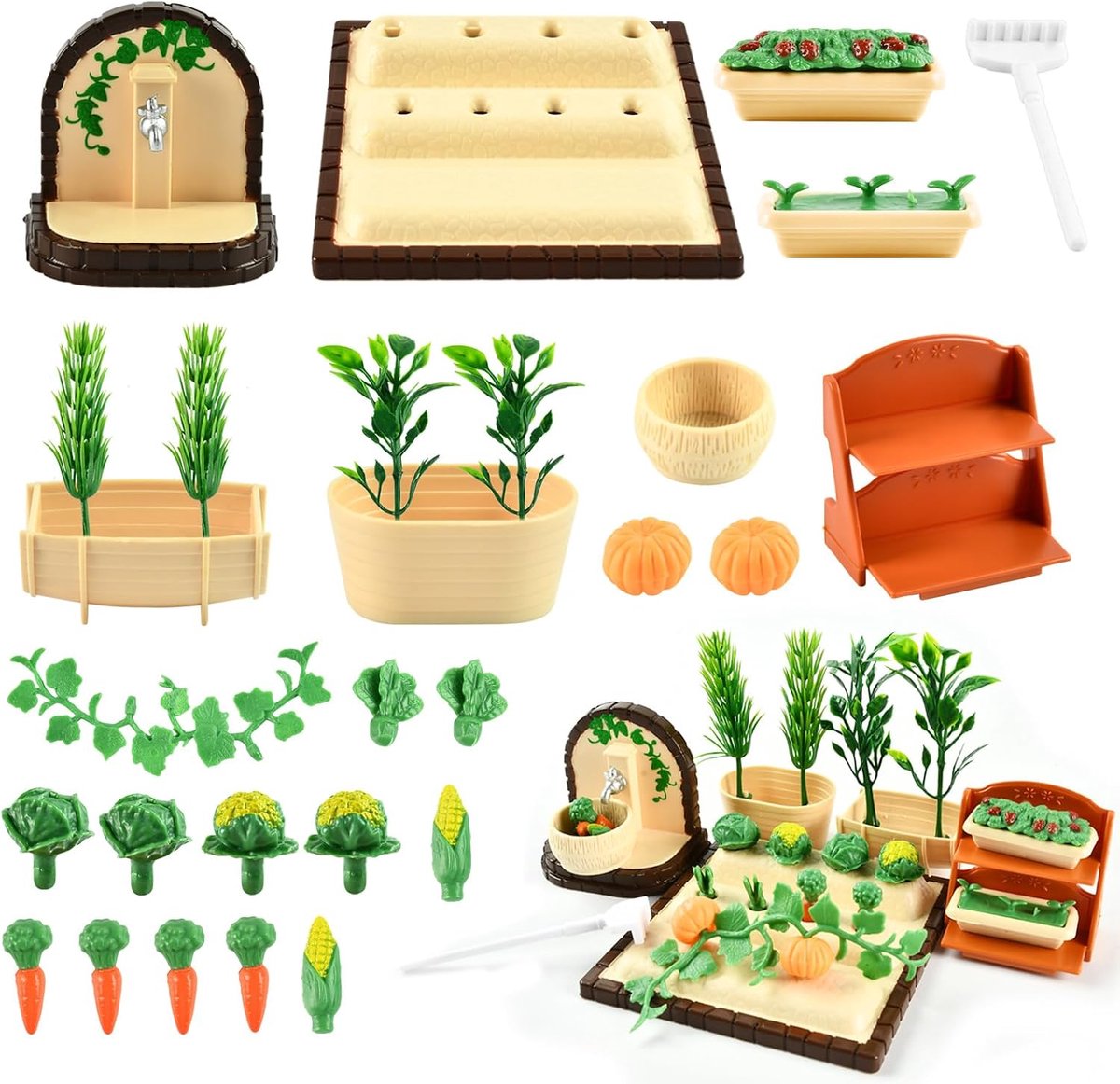 24 stuks miniatuur tuinaccessoires, miniatuur poppenhuis accessoires tuin, miniatuur tuin accessoires set, mini kabouter accessoires, geschikt voor het decoreren van miniguinen