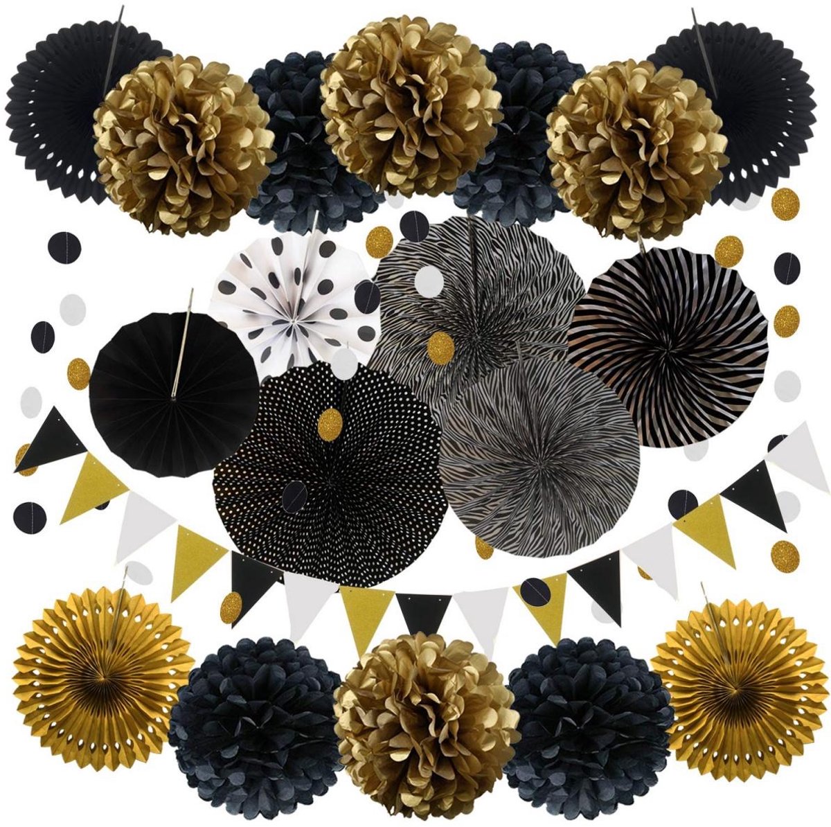 SSTRWGOOD 20 Stuks Zijden Pompons - Kleurrijke Papieren Bommels - Decoratieve Hangende Wimpelgirlande - Geschikt voor Feest, Bruiloft, Verjaardag en Carnaval - Gemaakt van Papier - Set van 20 Stuk