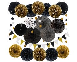 SSTRWGOOD 20 Stuks Zijden Pompons - Kleurrijke Papieren Bommels - Decoratieve Hangende Wimpelgirlande - Geschikt voor Feest, Bruiloft, Verjaardag en Carnaval - Gemaakt van Papier - Set van 20 Stuk