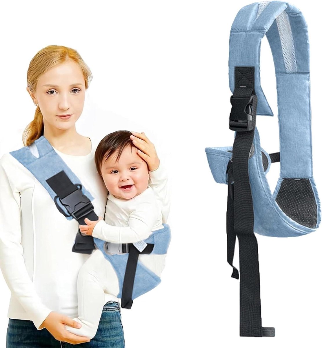 Heupdrager Baby - Draagzak Baby - Comfortabel Dragen - Ergonomisch Ontwerp - Tot 25 kg - Blauw