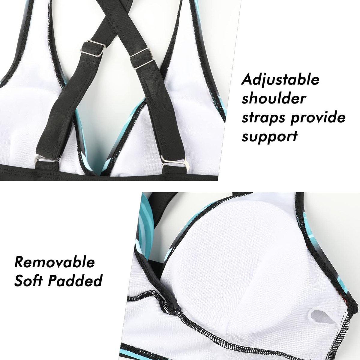 Tweedelige damesbadpakken, bikini met gekruiste top, hoog getailleerde bodem, badpakken voor buikversteviging, badmode met vintage motief