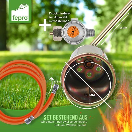 Gasbrander Set - Onkruidbrander Vlammenwerper - Onkruid Verwijderen - Traploos Regelbare Vlam - 58 kW - Zilver — afbeelding 2