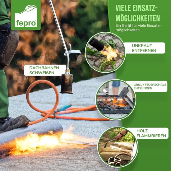 Gasbrander Set - Onkruidbrander Vlammenwerper - Onkruid Verwijderen - Traploos Regelbare Vlam - 58 kW - Zilver — afbeelding 3