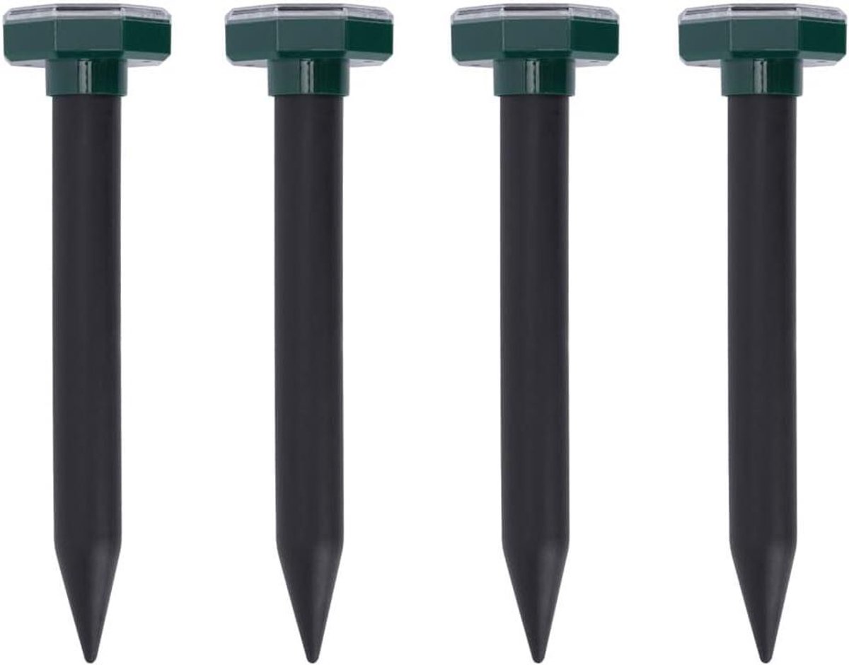 Mollenverjager Zonne-energie - Ongedierteverjager Gazon - Bescherming Tuin - Ultrasone Golven - 4 Stuks - Groen
