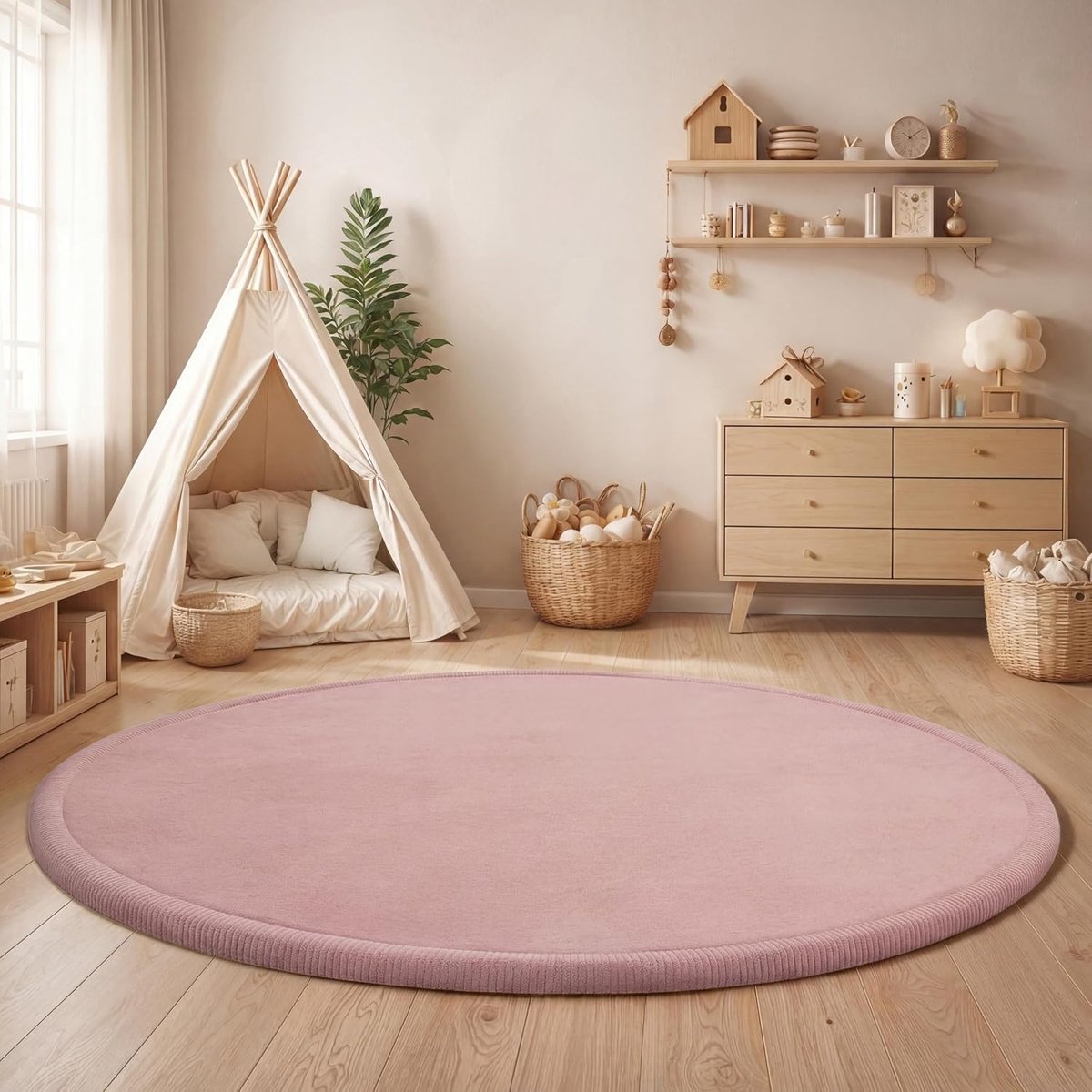 Home Tapijt Voor Kinderen Vloerkleed Kinderkamer Zacht Antislip Modern, Maat:Ø 120 cm rondje, Kleur:Antraciet