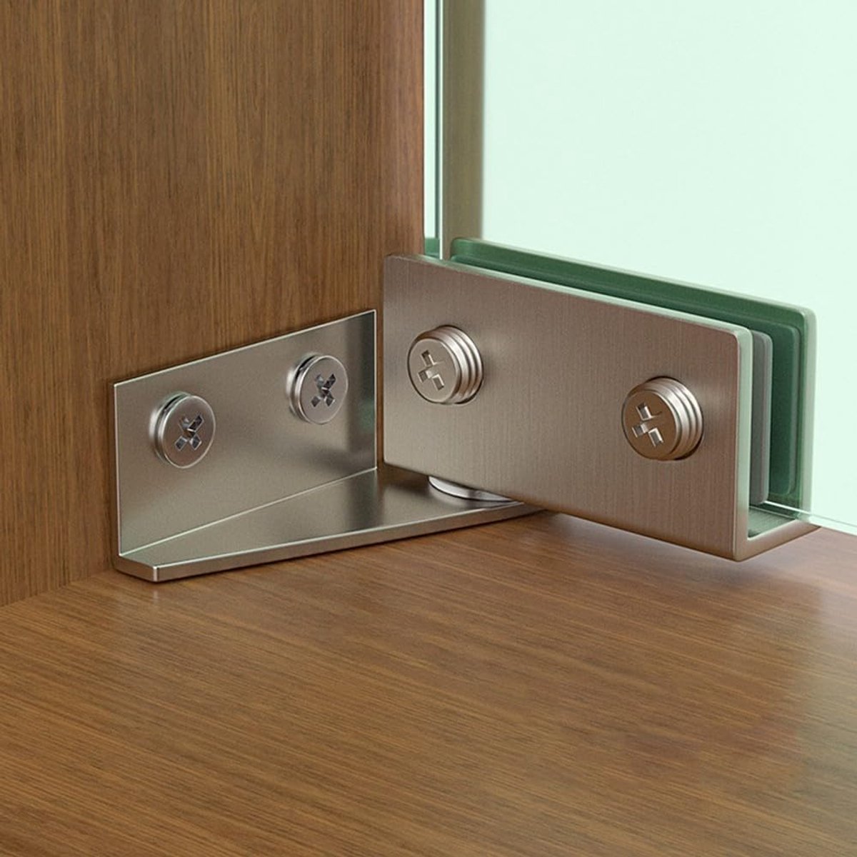 Scharnieren, deur bevestiging clip scharnier meubels accessoires, niet-geperforeerde vitrinekast scharnier (zilver)