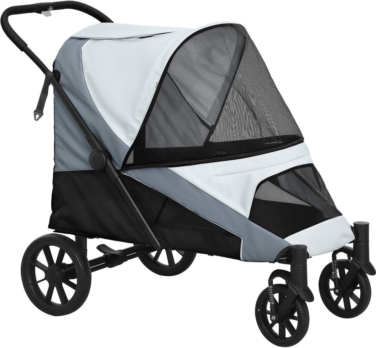 MODFU - Dierenbuggy - Opvouwbaar - Met Netvensters En Rem - Polyester - Grijs - 30 Kg