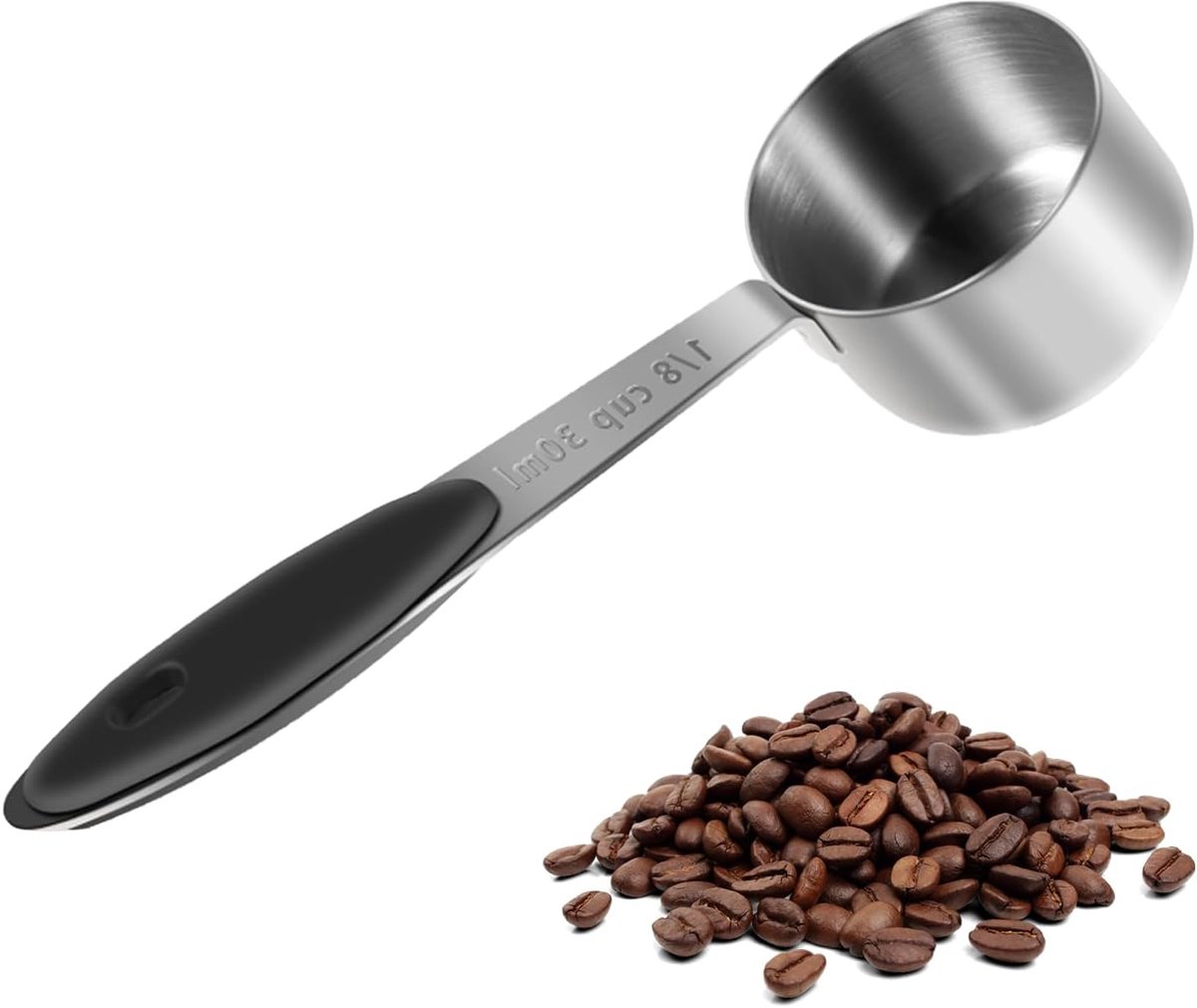 Koffiemaatlepel, 30 ml koffielepel, maatlepel, roestvrij staal, maatbeker met lange handgreep voor koffie, thee, cacao, specerijen, vloeistoffen en poedervormige ingrediënten