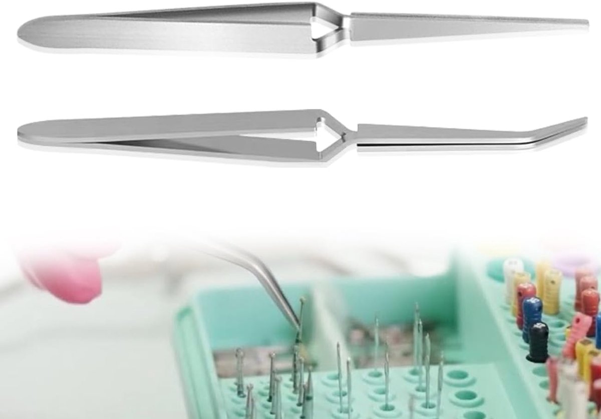 Dailygoods- Pincet Set - 2 Stuks - Gebogen/Rechte Pincet - Puntige Pincet - Roestvrij Staal - Precisiekruisvergrendeling - Tweezers