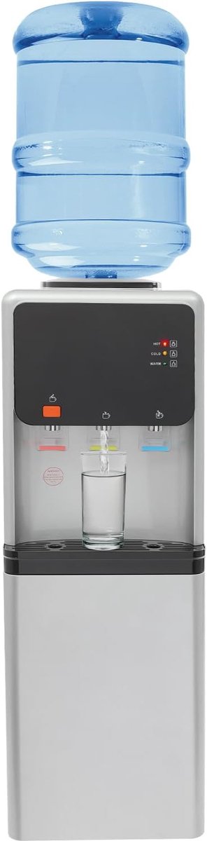 Waterdispenser, 3 temperatuurinstellingen, warm-, koud- en kamerwater, bovenbeladen waterkoeler in flessen, voor drinkwaterafgifte op kantoor, thuis