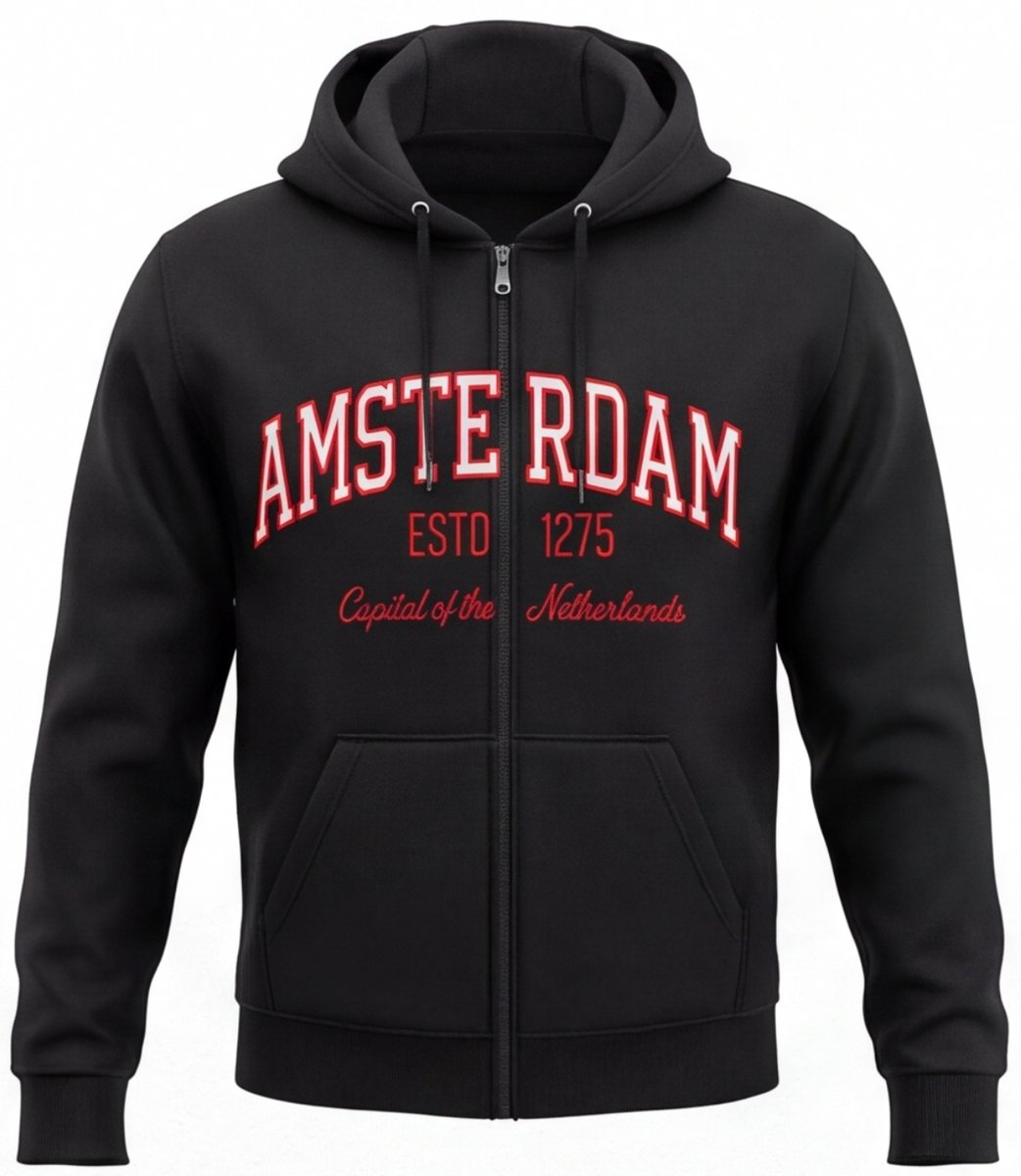 Hitman Vest Heren - Amsterdam - Trainingsvest Heren - Met Rits - Hoodie Met Capuchon - Met Zakken - Zwart - Maat S