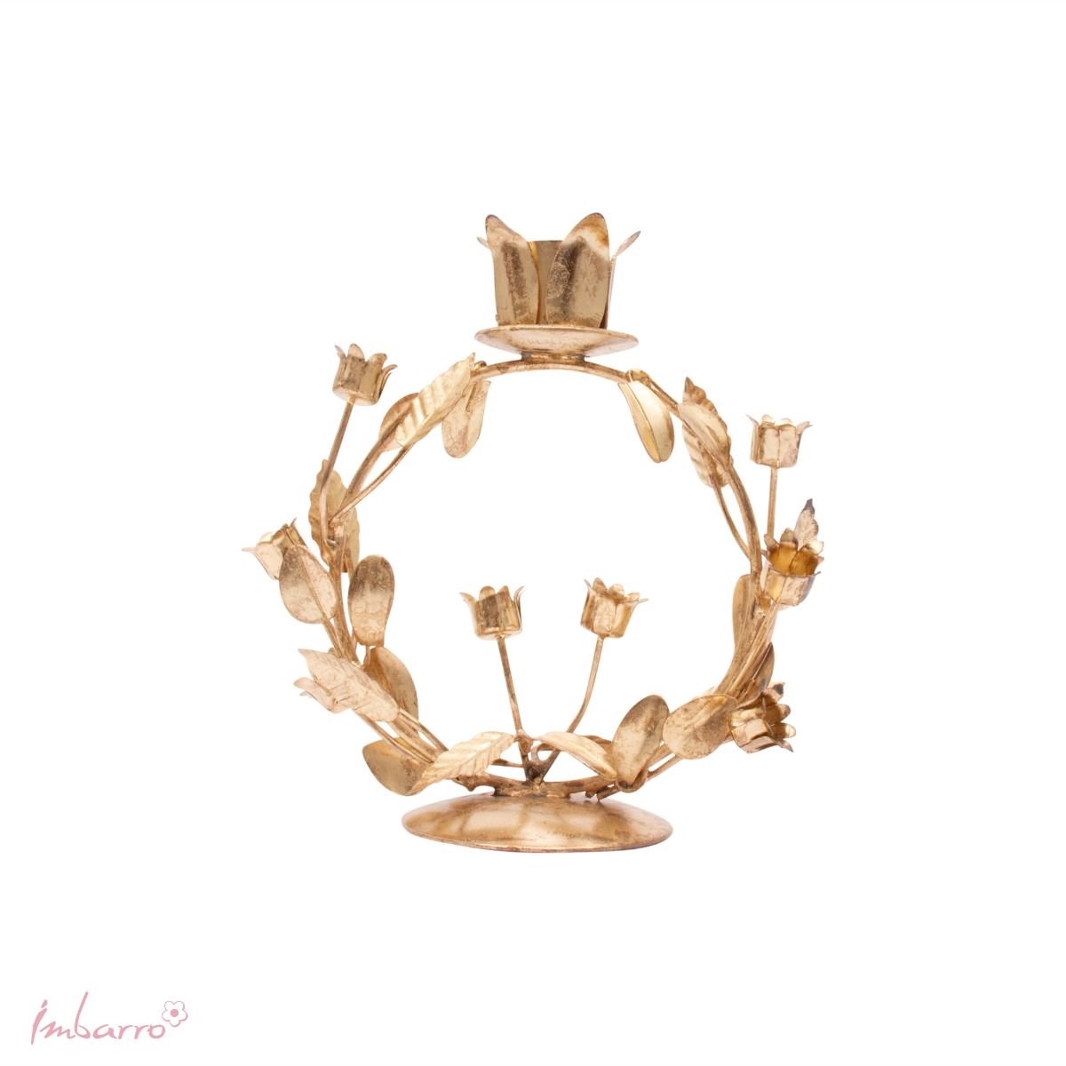 Imbarro Home & Fashion - Kandelaar Verde - Goud - L:14 W:6.50 H:14 cm