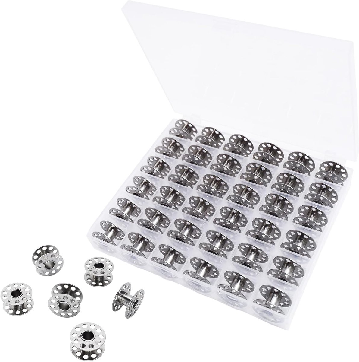 Dailygoods- Spoelen Set van 36 - Universele Metalen Spoelen - Naaimachine-accessoires - Opbergdoos - Compatibel met Standaard Naaimachines - Ideale Maten